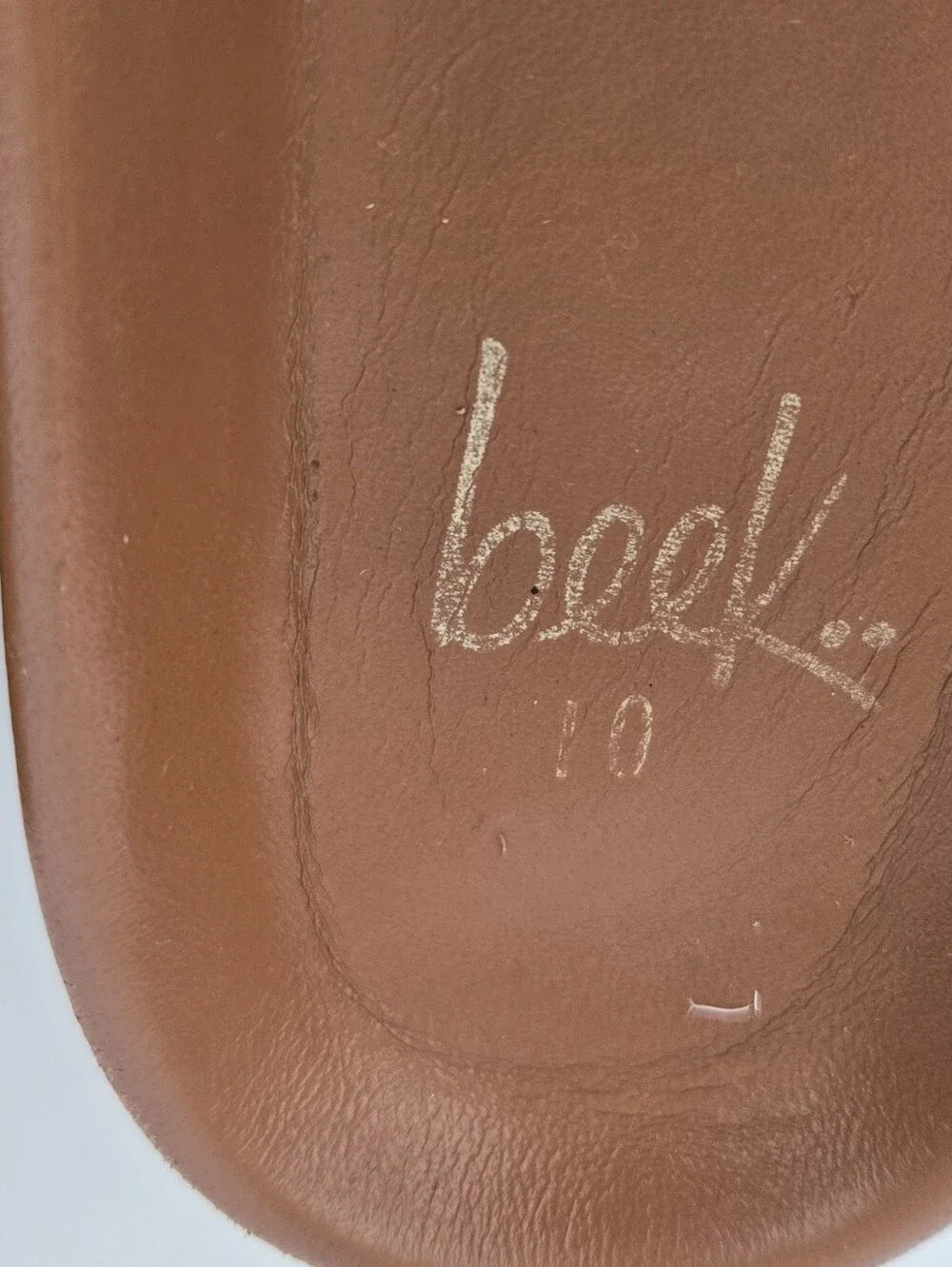 beek Cognac Leather Slide Sandals